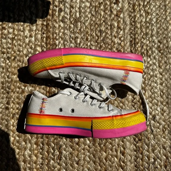Converse - Platform Pink and Yellow Sneakers - Picture 1 of 4